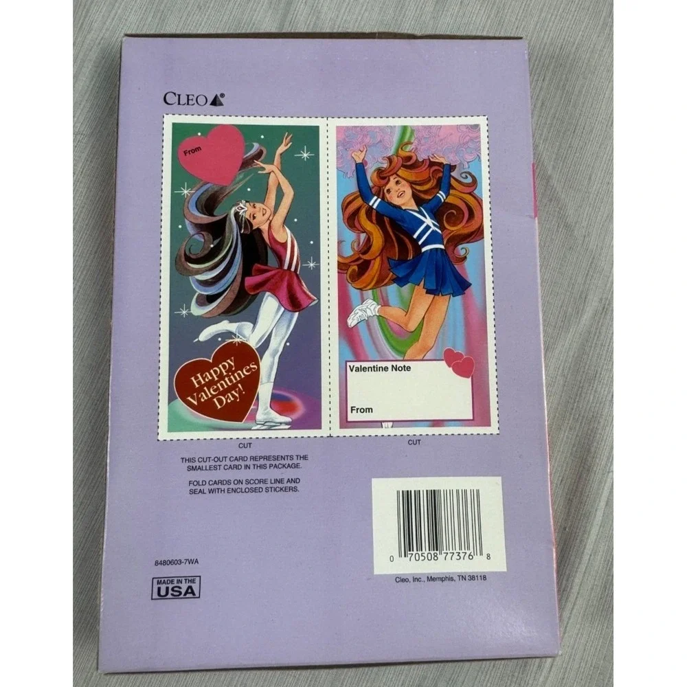 Cleo Vintage Valentines 48 Count Multicolor Retro 90s Stickers